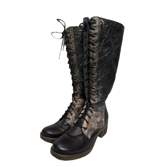 L'Artiste by Spring Step Womens Vaneyck Leather Tall Boot Black Multi - Picture 1 of 13